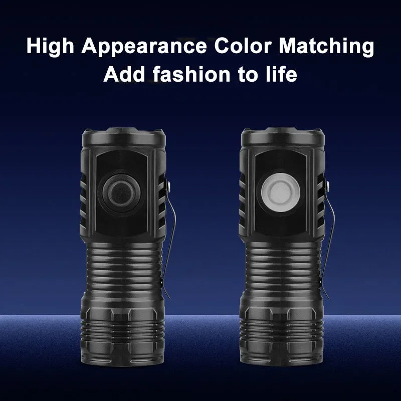 Portable Mini LED Flashlight 3LED Ultra Strong Light Flash Light USB Rechargeable Built-in Battery with Pen Clip