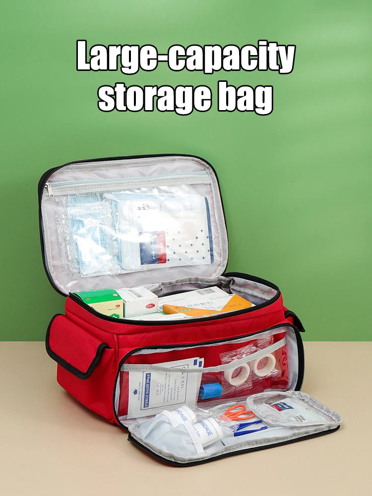 High-Capacity Portable First Aid Kit, Travel Medicine And Medication Storage Bag Oxford Cloth Organizer Box Emergency Survival