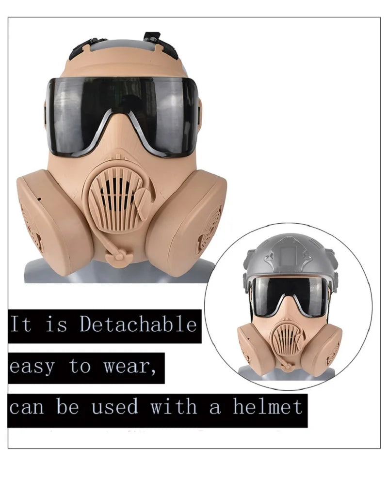 Protective Tactical Respirator Mask Full Face Gas Mask for Airsoft Shooting Hunting Riding Outdoor CS Game Cosplay Protection