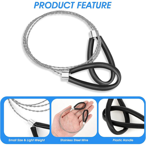 1PC portable stainless steel wire saw with finger handle, Pocket Manual chain saw for outdoor camping hiking survival