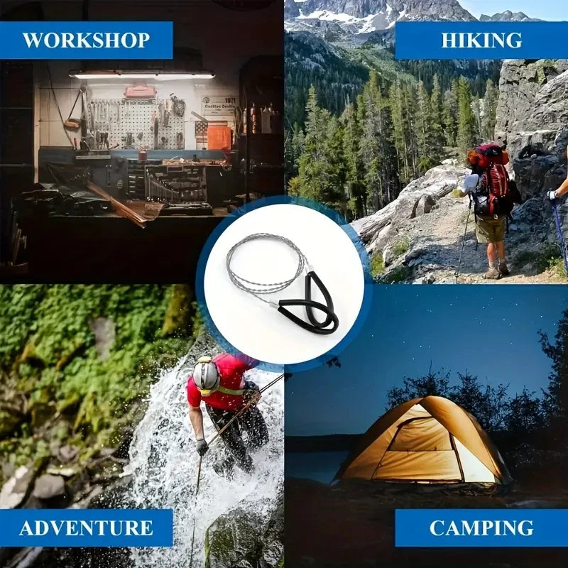 1PC portable stainless steel wire saw with finger handle, Pocket Manual chain saw for outdoor camping hiking survival