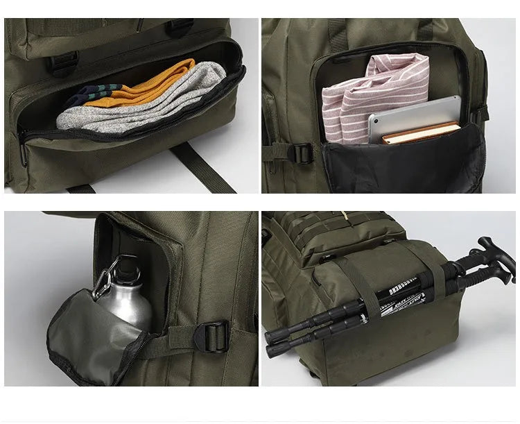 56/75L Oversize Tactical Backpacks For Man Hiking Outdoor Survival Bags 3P Assault Pack EDC Molle Pack For Trekking Hunting Bag