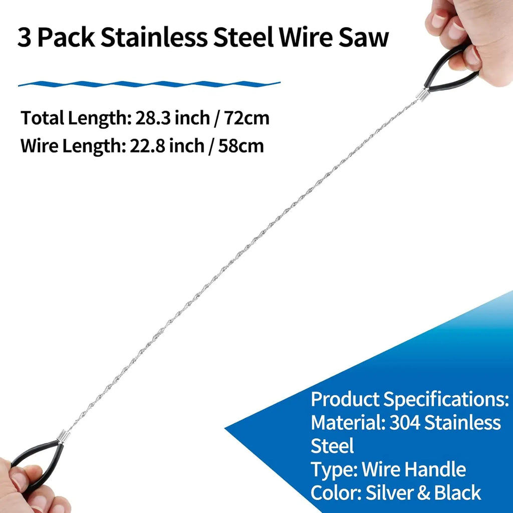 1PC portable stainless steel wire saw with finger handle, Pocket Manual chain saw for outdoor camping hiking survival