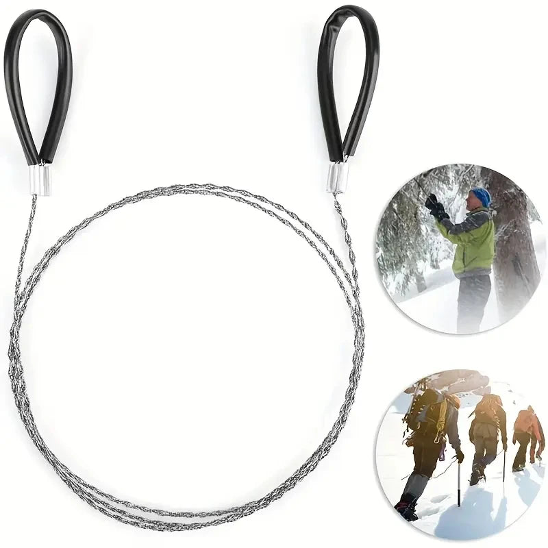 1PC portable stainless steel wire saw with finger handle, Pocket Manual chain saw for outdoor camping hiking survival