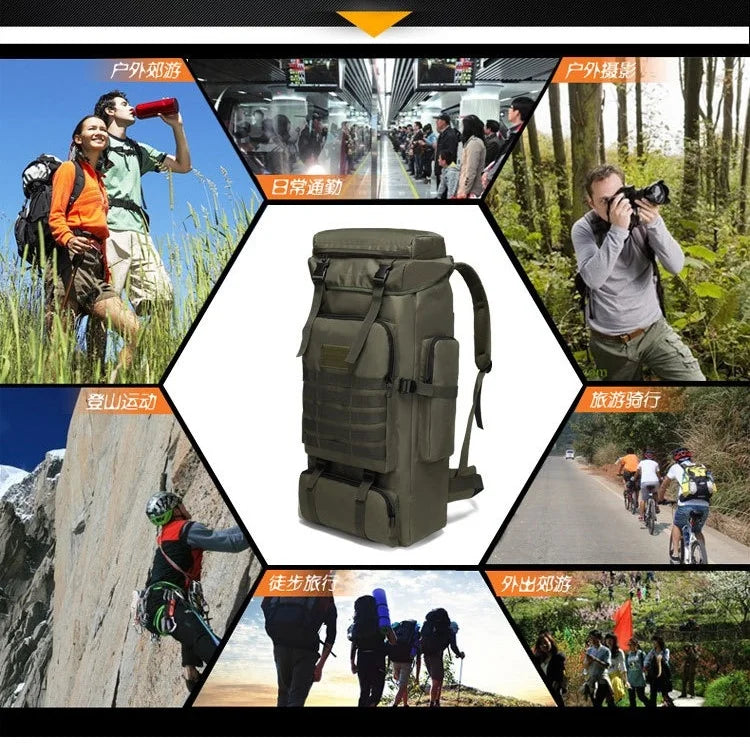 56/75L Oversize Tactical Backpacks For Man Hiking Outdoor Survival Bags 3P Assault Pack EDC Molle Pack For Trekking Hunting Bag