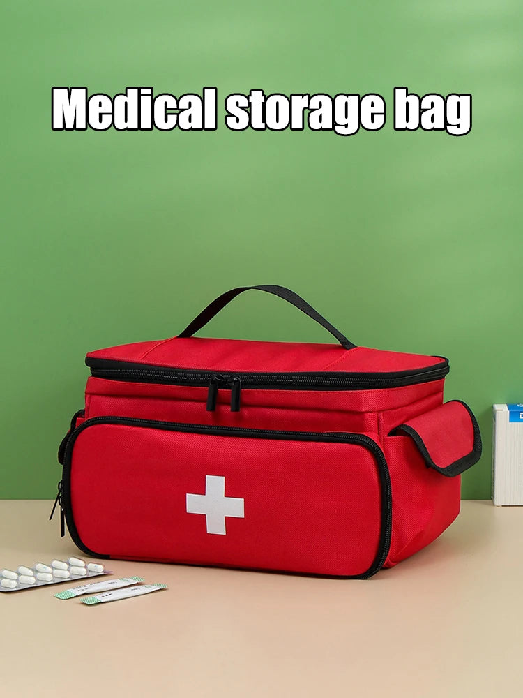 High-Capacity Portable First Aid Kit, Travel Medicine And Medication Storage Bag Oxford Cloth Organizer Box Emergency Survival