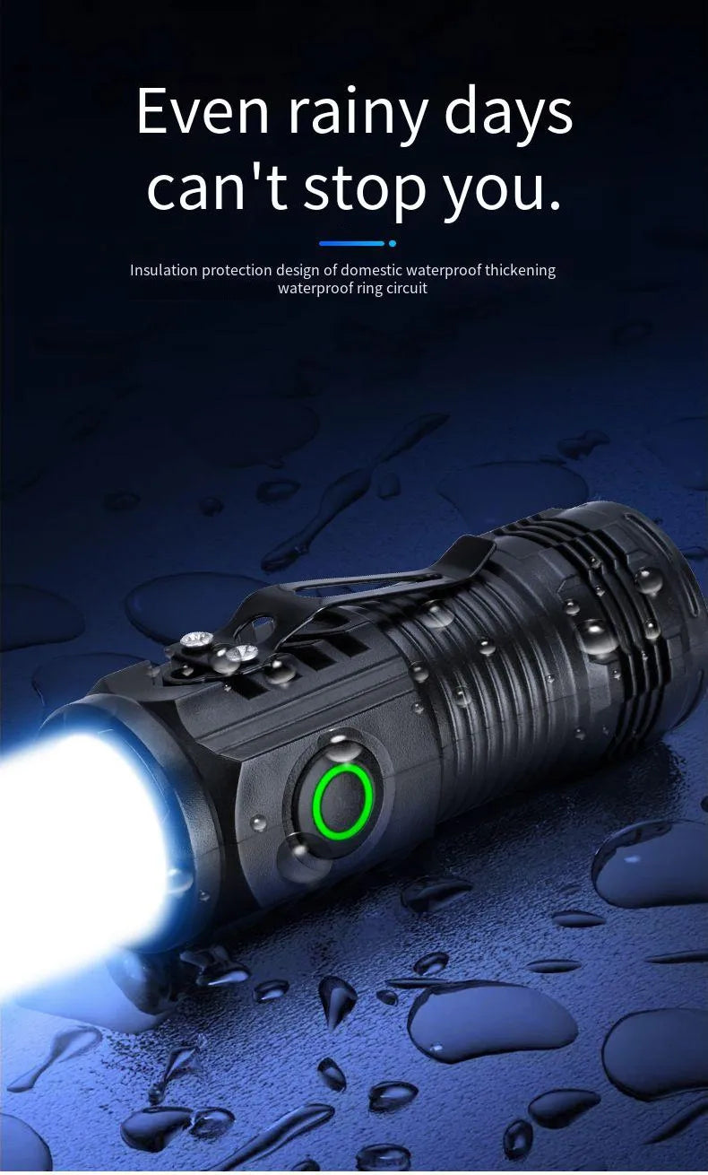 Portable Mini LED Flashlight 3LED Ultra Strong Light Flash Light USB Rechargeable Built-in Battery with Pen Clip